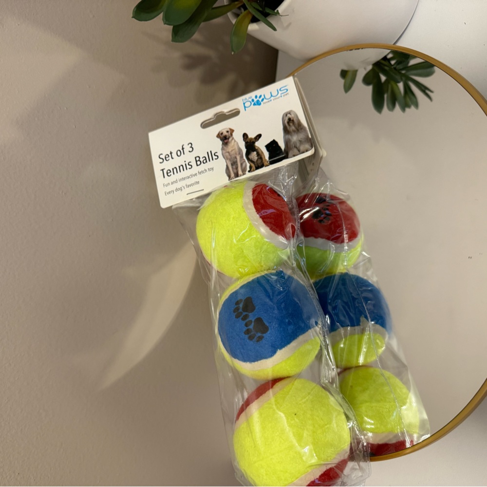 Blue Paws Tennis Balls Dog Toy Set of 3